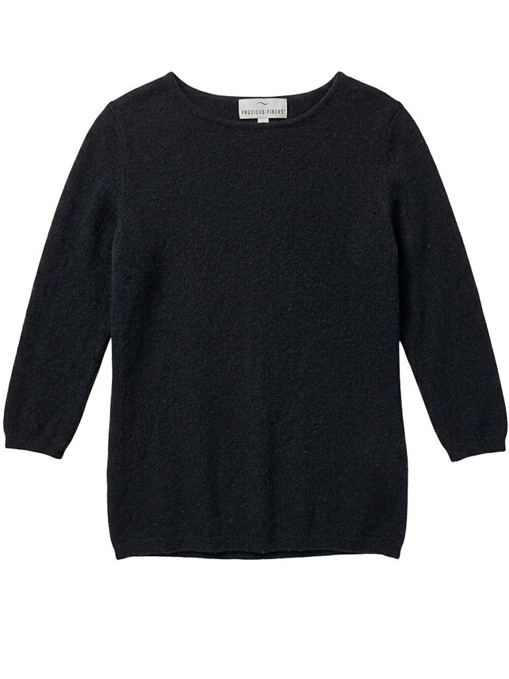 Precious Fibers 100% Cashmere Black Boatneck Sweater - Large